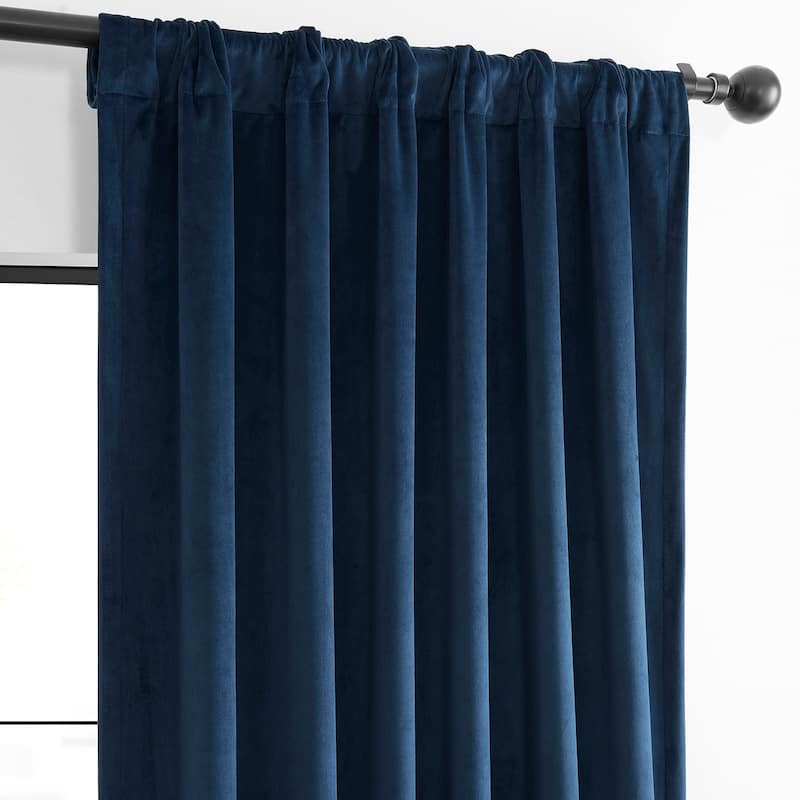 Exclusive Fabrics Basic Deluxe Velvet Room Darkening Curtain Pair - 2 Panels Window Curtains