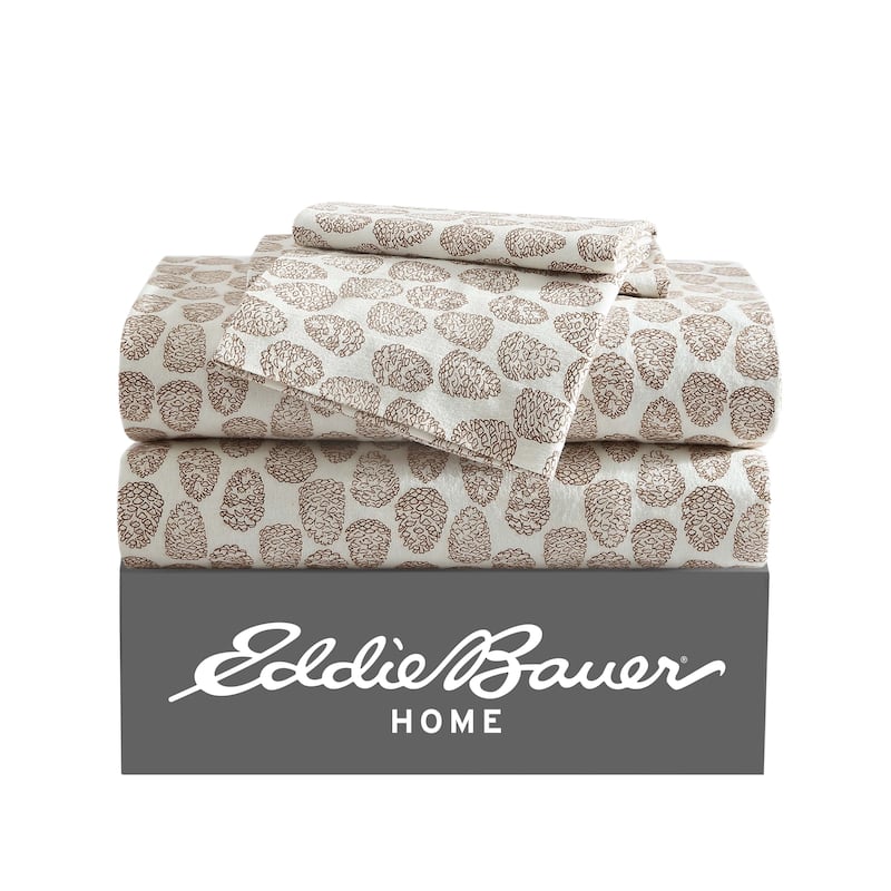 Eddie Bauer Printed Cotton Flannel Sheet Set - Full - Little Creek Pine Cone