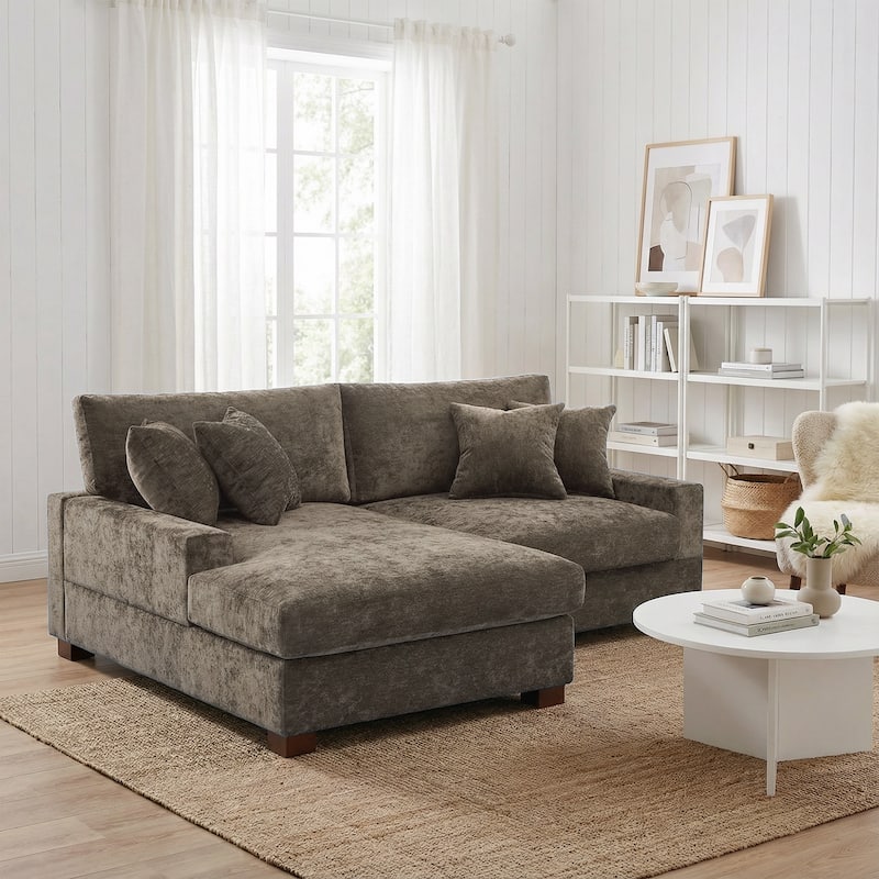 Modern Oversized Chenille Modular Sectional Sofa With Chaise - Camel/2 Piece - Left Facing