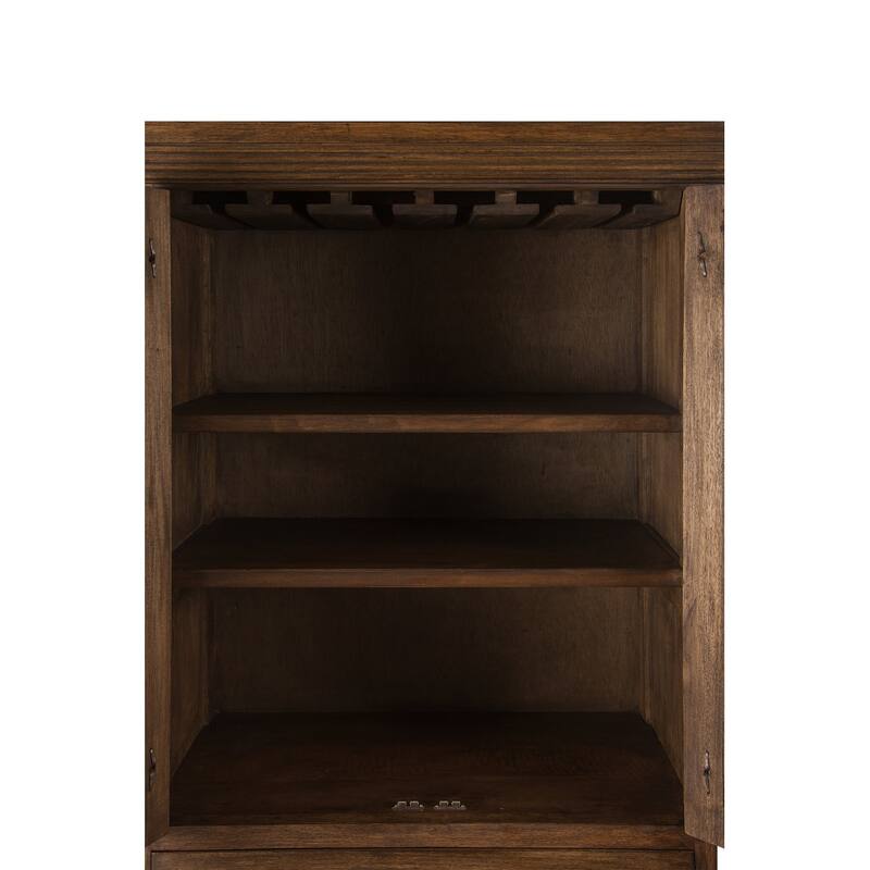 Handmade Solid Reclaimed Barn Wood & Forged Iron Hardware Wine Floor Cabinet for Indoor 72" Height - N/A