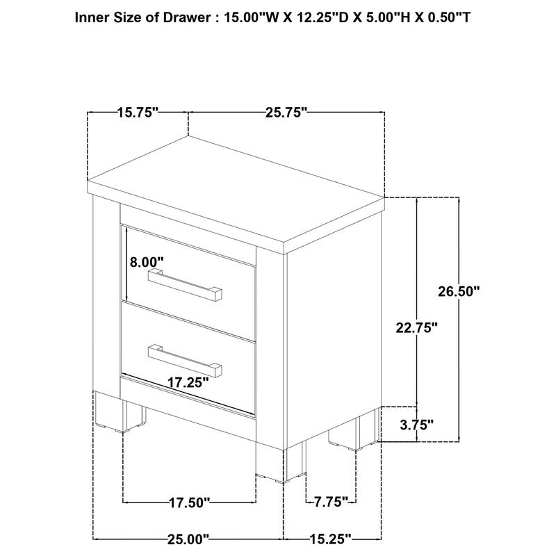 Sansome Weathered Oak 2-drawer Nightstand Bedside Table