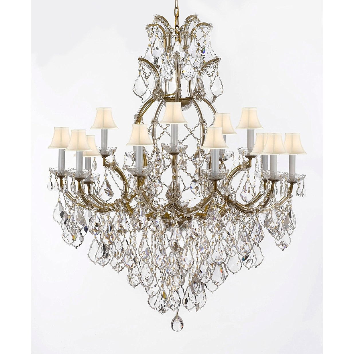 Maria Theresa Chandelier Lights Fixture Pendant Ceiling Lamp Dressed with Large, Luxe Diamond Cut Crystals - Chandeliers For Bedrooms by Overstock.com