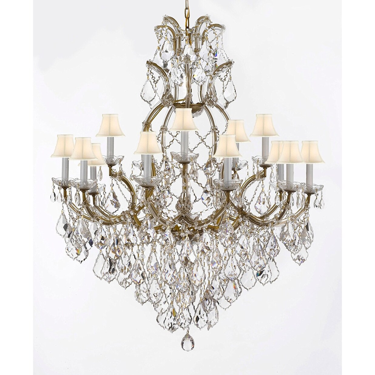 Swarovski Crystal Trimmed Maria Theresa Chandelier Lights Fixture Pendant Ceiling Lamp Dressed with Large, Luxe Crystals - Chandeliers For Bedrooms by Overstock.com