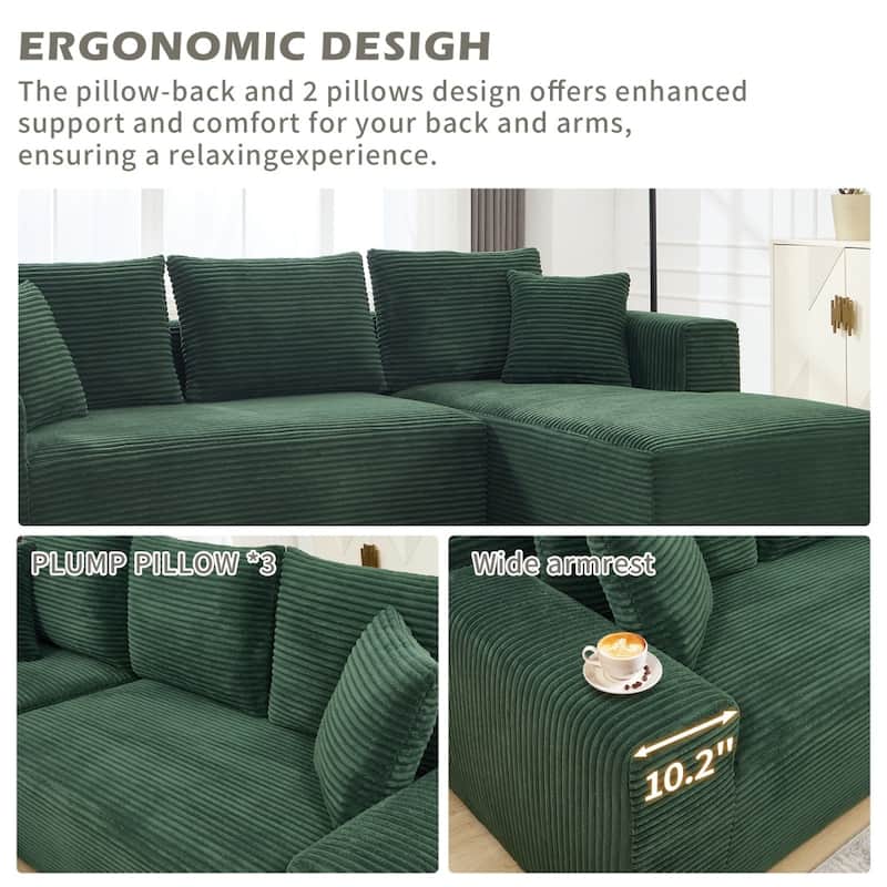 108.7" Modular Sectional L-Shape 3 Seat Memory Foam Couch Sofa