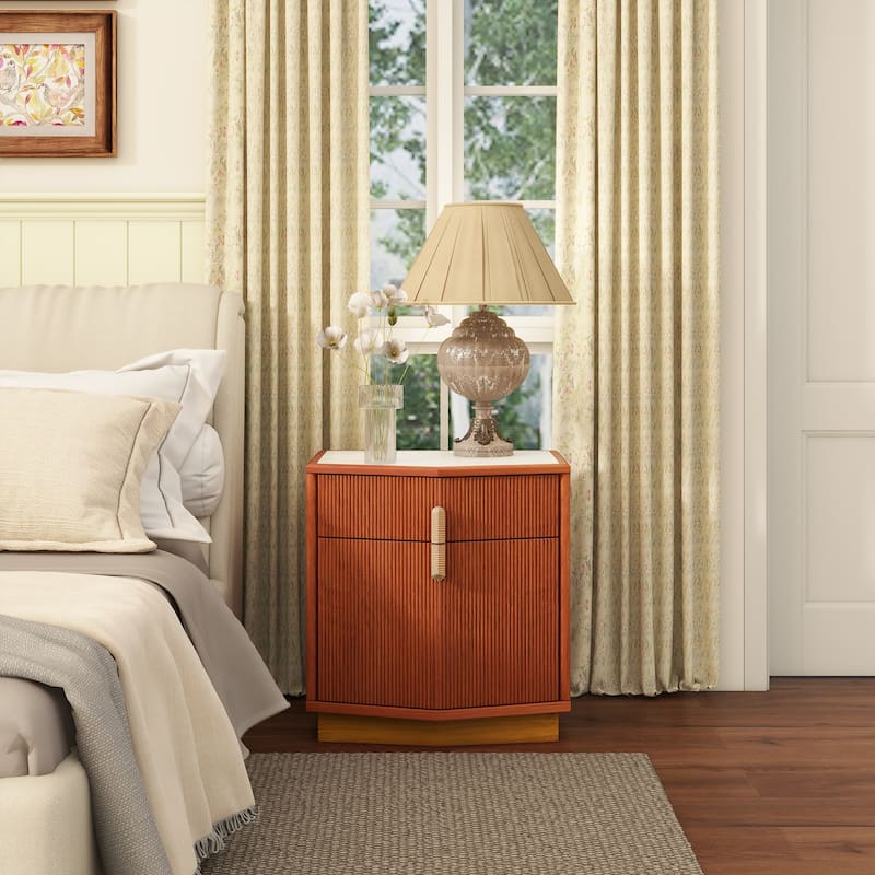 Christopher Knight Home - Silvio Nightstand with Manufactured Wood and Prism Silhouette