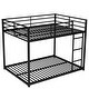 preview thumbnail 27 of 30, Full over Full Size Metal Low Bunk Bed with Ladder and Fence for Kids' Bedroom