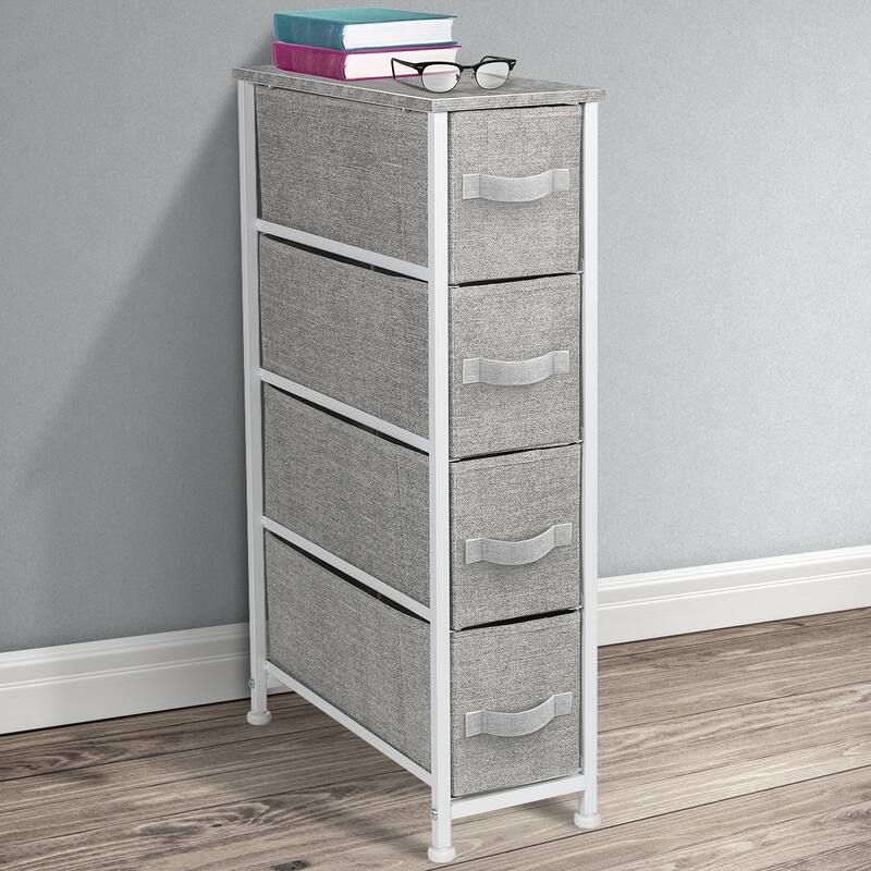 Narrow Dresser Tower with 4 Drawers - Vertical Storage for Bedroom