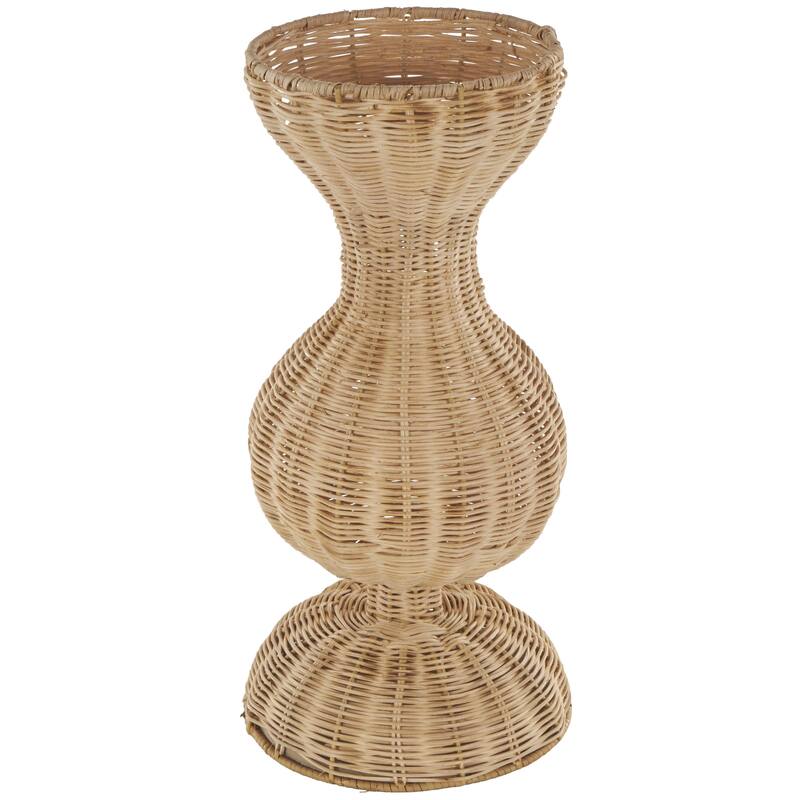 Rattan Handmade Woven Hourglass Decorative Vase with Dome Base - Brown - Roche River Decor - Brown