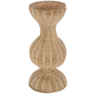 Rattan Handmade Woven Hourglass Decorative Vase with Dome Base - Brown - Roche River Decor