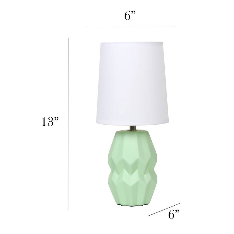 Ceramic Geometric Table Lamp with Fabric Shade for Bedroom - 6 x 6 x 13 in. (L x W x H)