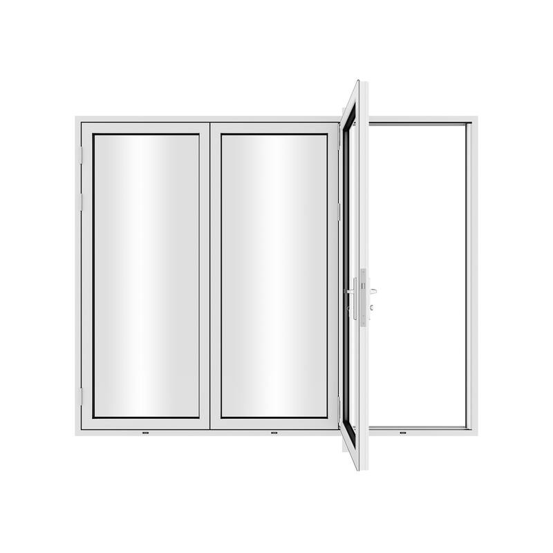 KaMic 108"×96" 3 Panels Aluminum Folding Door In White,Folded Out From Right To Left Model #:FD3PWH10896-RL