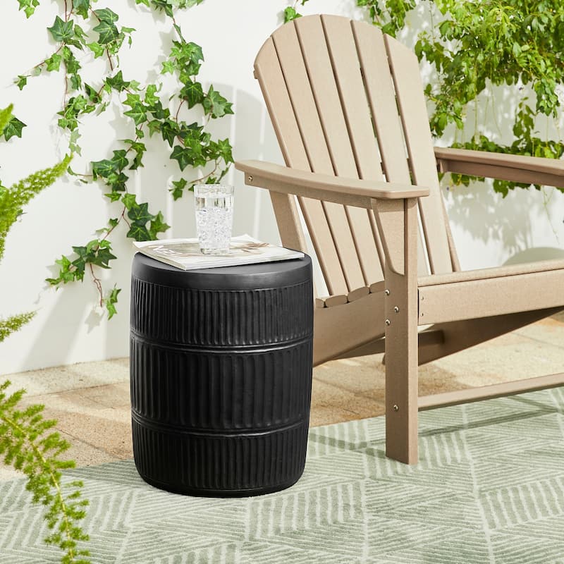 Glitzhome 18"H Modern MGO Faux Drum Garden Stool Accent Table