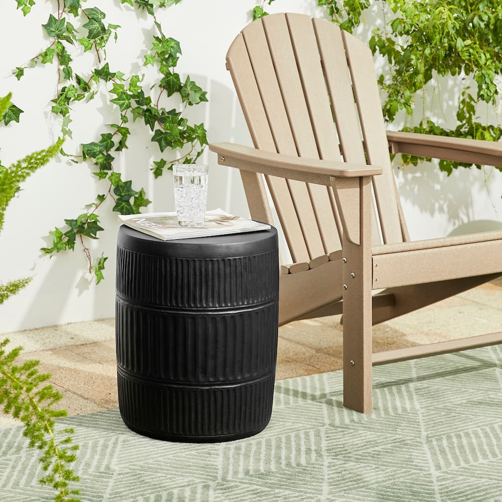 Glitzhome 18"H Modern MGO Faux Drum Garden Stool Accent Table