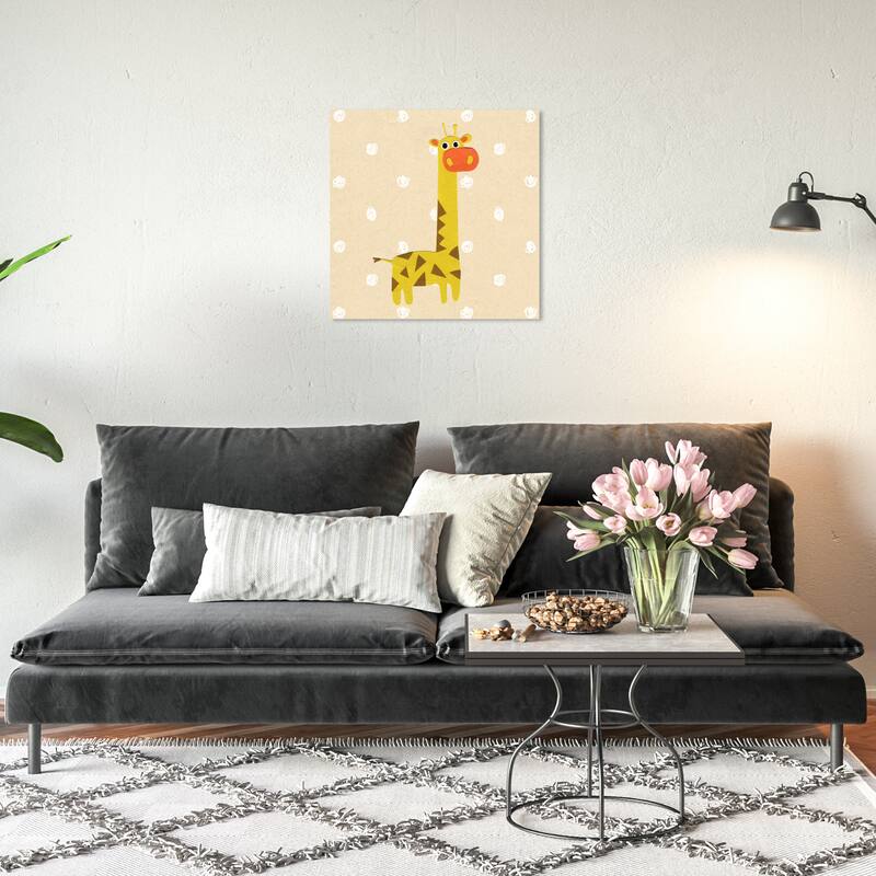 Wynwood Studio Canvas Animals Little Giraffe in Tan Yellow and Pastel Yellow Modern & Contemporary Wall Art Canvas Print - 20 x 20