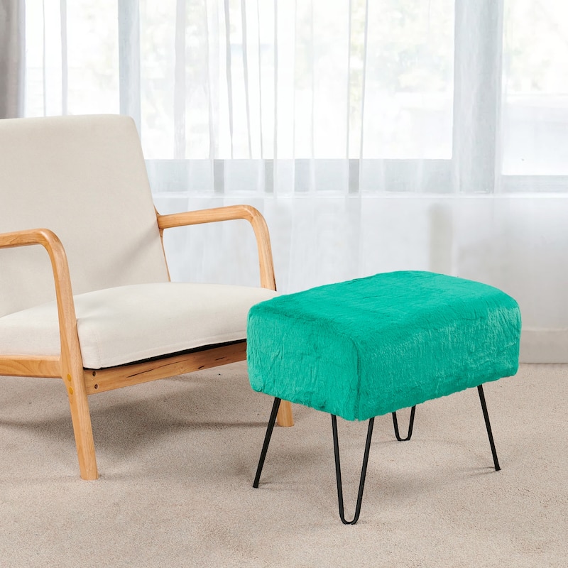 Serenta Solid Color Fauxfur Ottoman