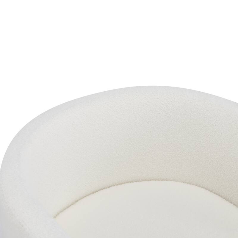 2Pcs Upholstered Dining Chairs Natural Rubber Wood Frame and White Boucle Fabric Modern Armchairs