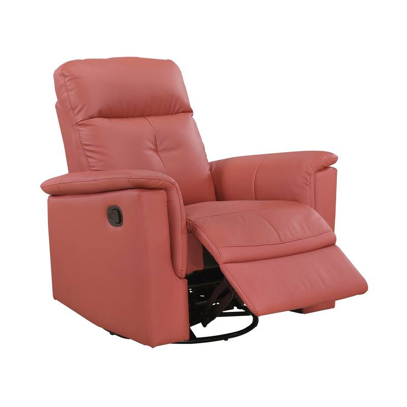 Monte 35.5" Leather Swivel Glider Manual Recliner - 360-Degree Swivel