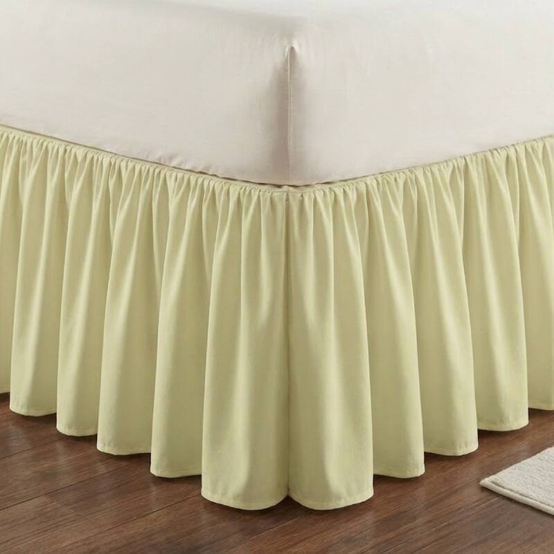 Barefoot Bungalow Landris Ruffled Cotton Blend Bed Skirt, 15 in. Long - Light Green - Full