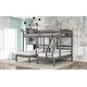 preview thumbnail 4 of 7, Pine Wood Full over Twin Bunk Bed with Triple Sleeping Space & Middle Drawer