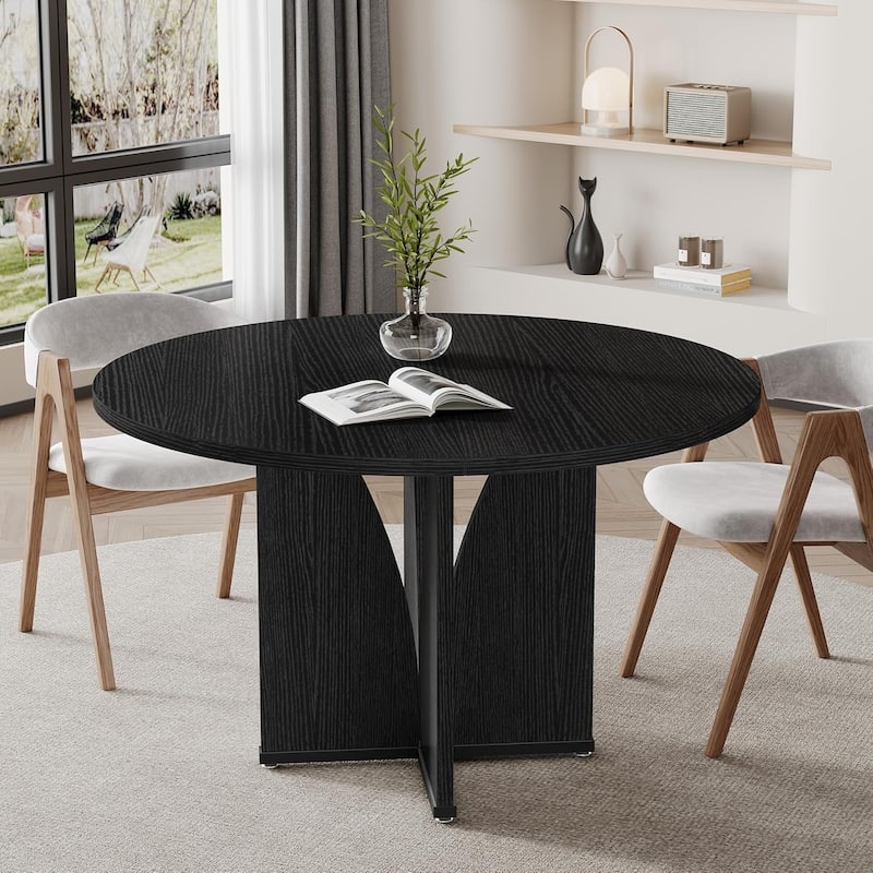 39.4-inch Wood Round Kitchen/Dining Table for 4 People Dining/Living Room