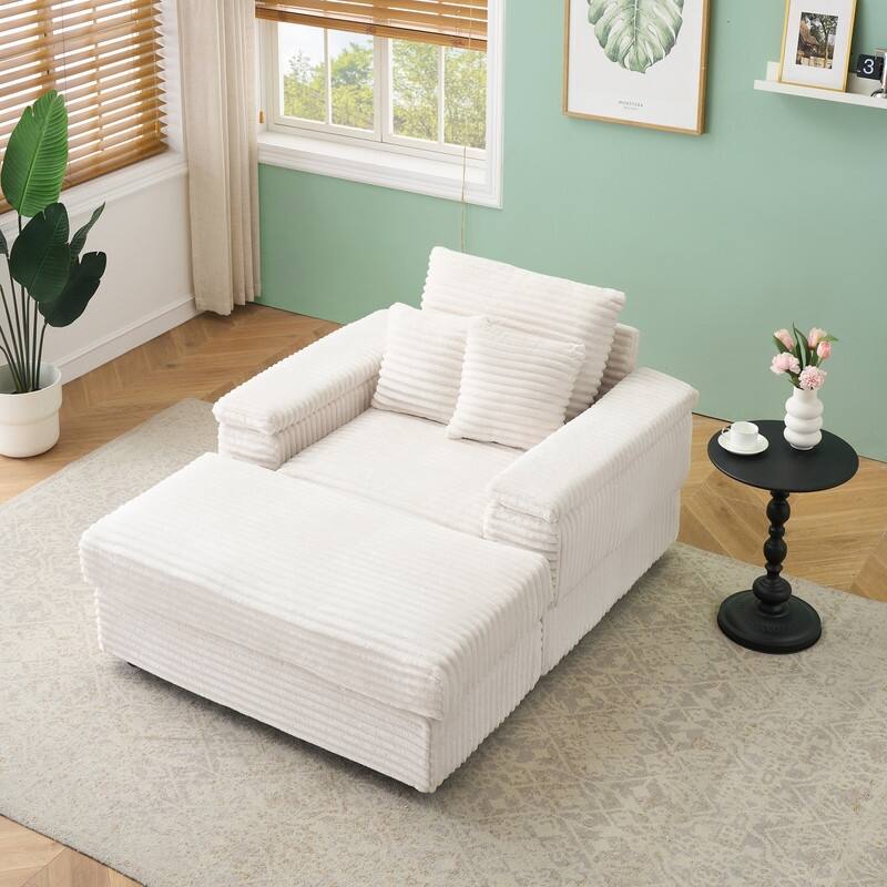 Corduroy Single Sofa+Ottoman, Cup Seats and No Cup Seats