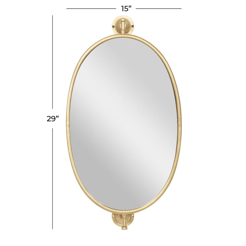 Metal Swivel Oval Wall Mirror - Gold or Black - Roche River Decor