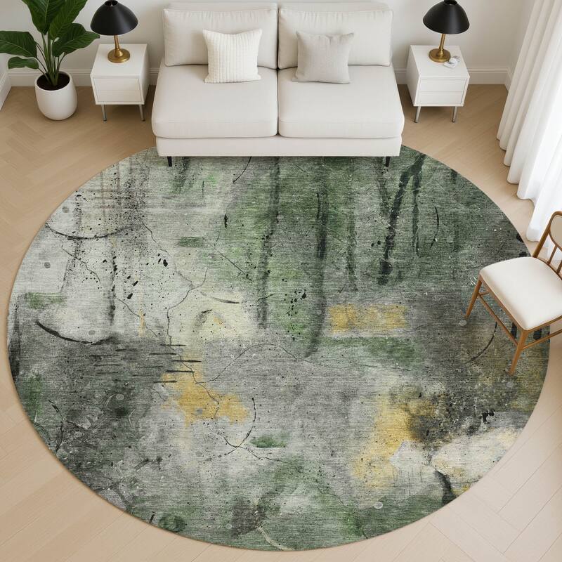 Premium Washable Super Soft Abstract Glam Mayfield Rug - Pewter - 8' x 8'