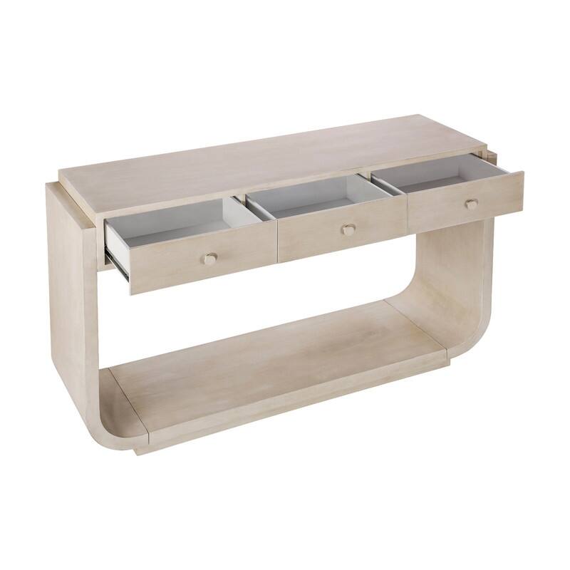 Mid-Century Modern Console Table with 3 Storage Drawers and Display Shelf for Entryway or Living Room Use