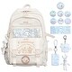 preview thumbnail 1 of 12, Backpack Cute Anime Student Schoolbag Cartoon Casual Travel Bag for Boys and Girls School Season Backpack (White) White