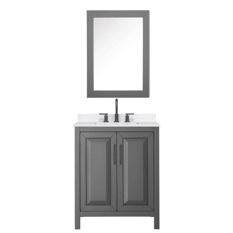 Daria 30-inch Single Vanity, 3 Hole Quartz Top, Med Cabinet
