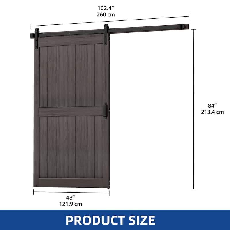 30''/36''/48'' x 84'' Manufactured Wood PVC Paneled Barn Door with Installation