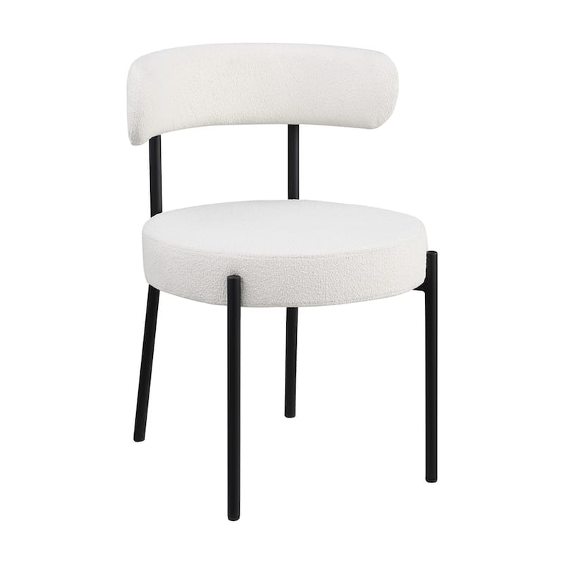 Dining Chairs Set of 2 Round Upholstered Boucle Dining Room Chairs