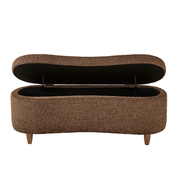 INK+IVY Bailey Taupe Boucle Flip Top Storage Bench - On Sale - Bed 