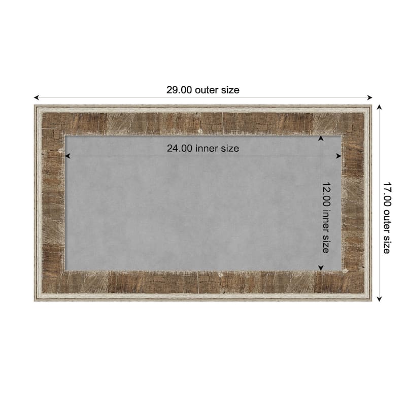 Amanti Art Farmhouse Brown Narrow Framed Magnetic Board - Board Size 24x12