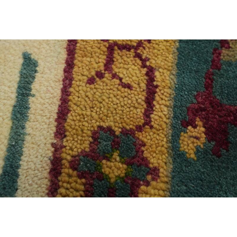Hand-knotted Traditional Wool Beige Floral Oriental Area Rug - 9' 7'' X 7' 7''