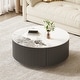 preview thumbnail 4 of 24, Modern Round Movable Coffee Table with Casters, 2 Drawers,Marble Pattern Sintered Stone Top
