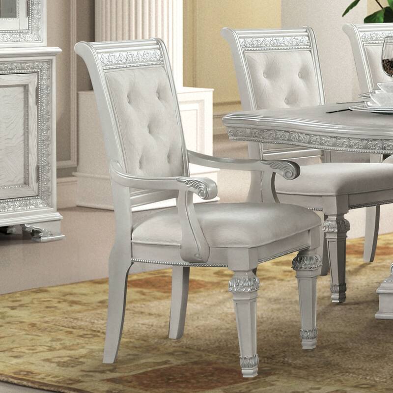 Furniture of America Fornan Traditional Ivory Solid Wood Arm Chairs (Set of 2)