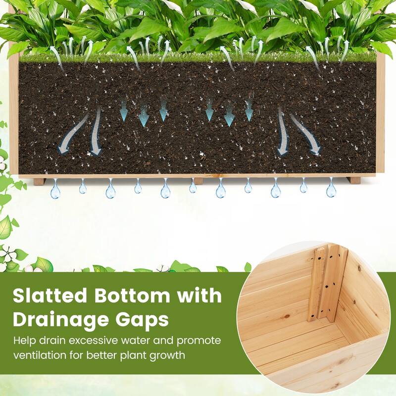 Gymax 2PCS Wooden Raised Garden Bed/ Lattice Trellises Hanging Roof