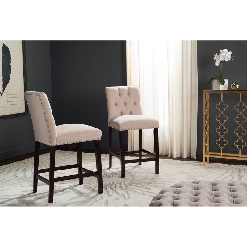 SAFAVIEH Lisel -27.5 Inch Counter Stool (Set of 2) - 19Wx23Dx40H - Beige