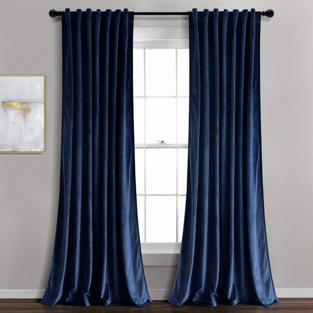 Lush Decor Prima Velvet Solid Light Filtering Back Tab Rod Pocket Window Curtain Panels Set