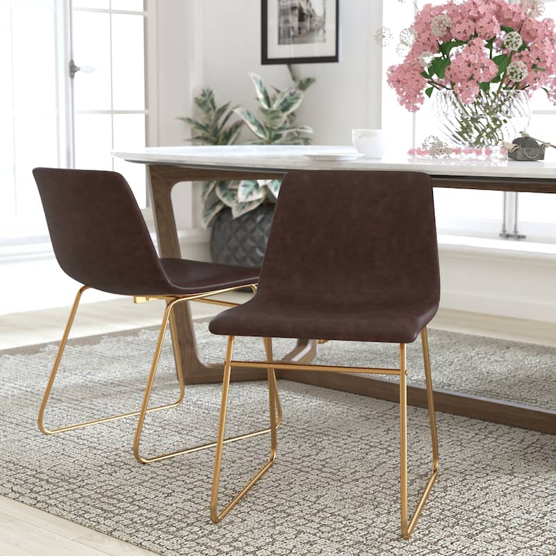 18 Inch Indoor Dining Table Chairs, LeatherSoft Upholstery-Set of 2