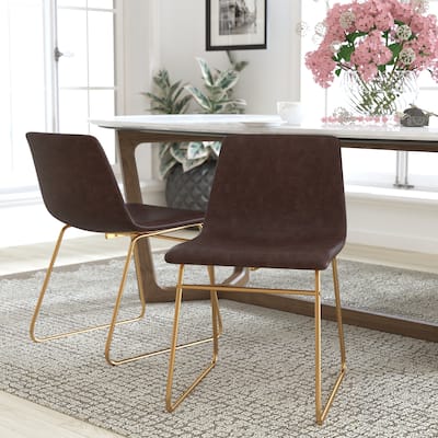 18 Inch Indoor Dining Table Chairs, LeatherSoft Upholstery-Set of 2
