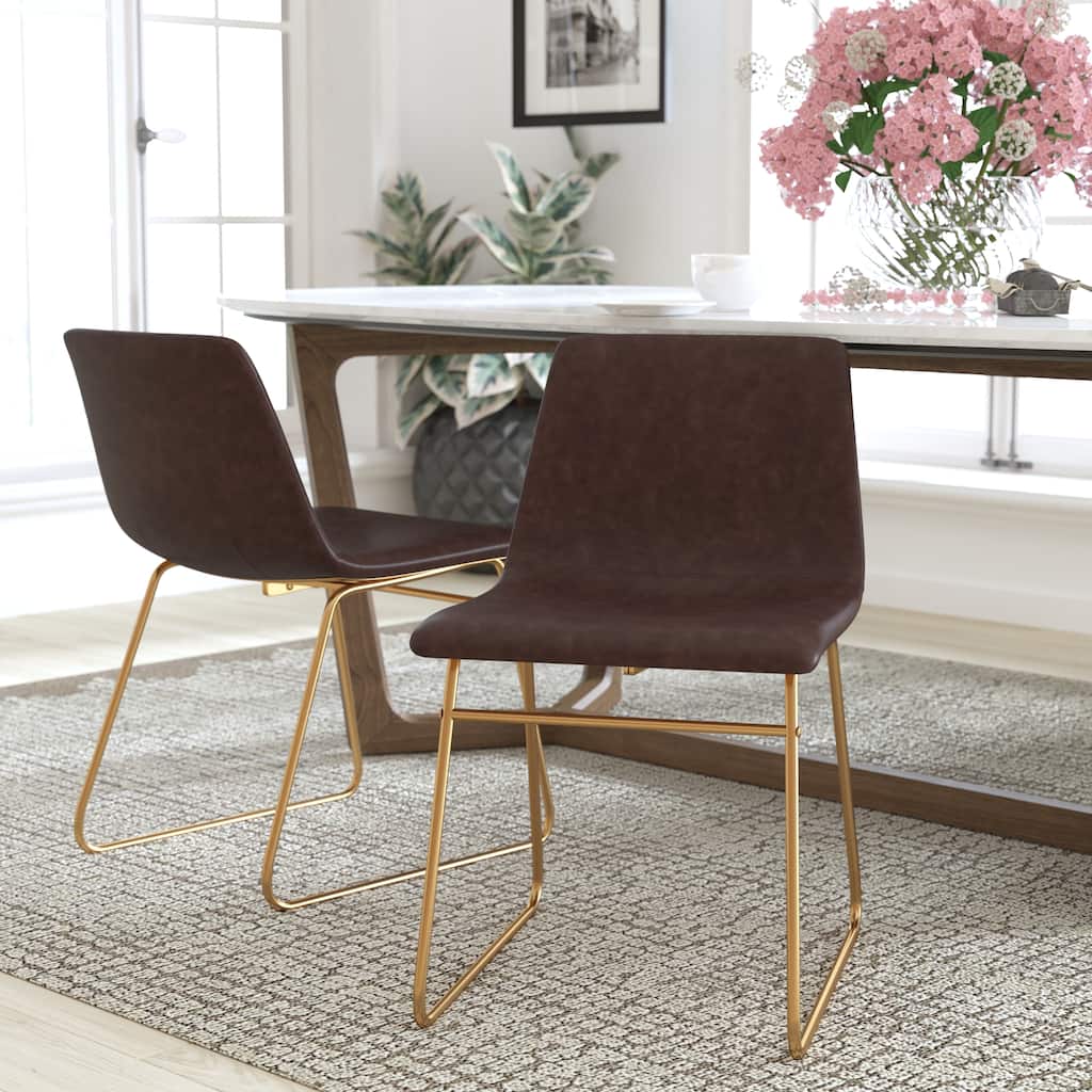 18 Inch Indoor Dining Table Chairs, LeatherSoft Upholstery-Set of 2