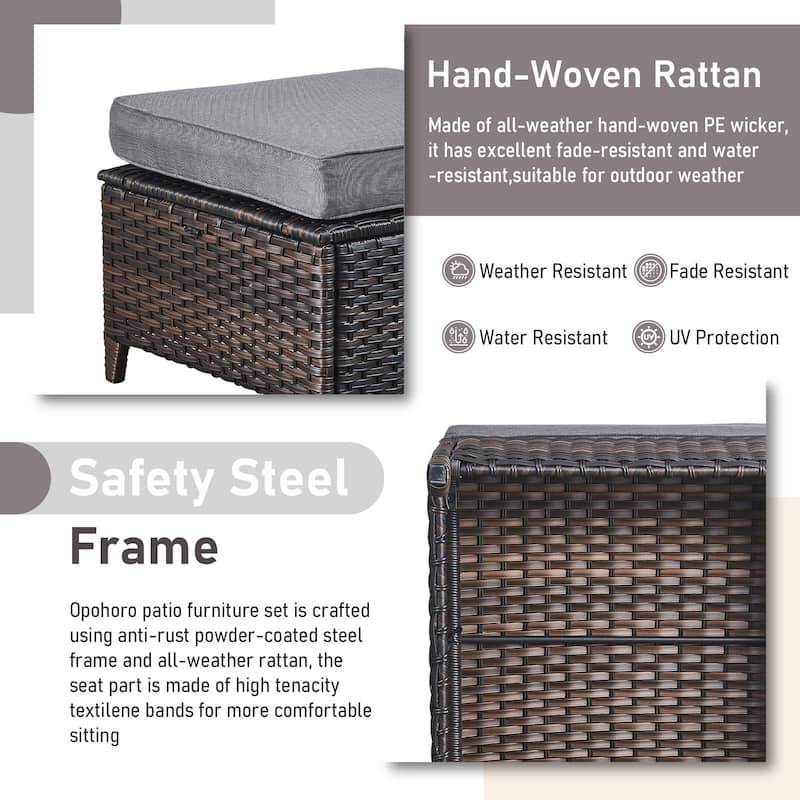 Fire Pit Table with Glider Chairs Sofa Chairs Brown-Grey - Brown