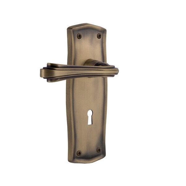 Nostalgic Warehouse PRAFLR_DD_KH Fleur Non-Turning Two-Sided Lever Set with Prairie Rose and Decorative Keyhole