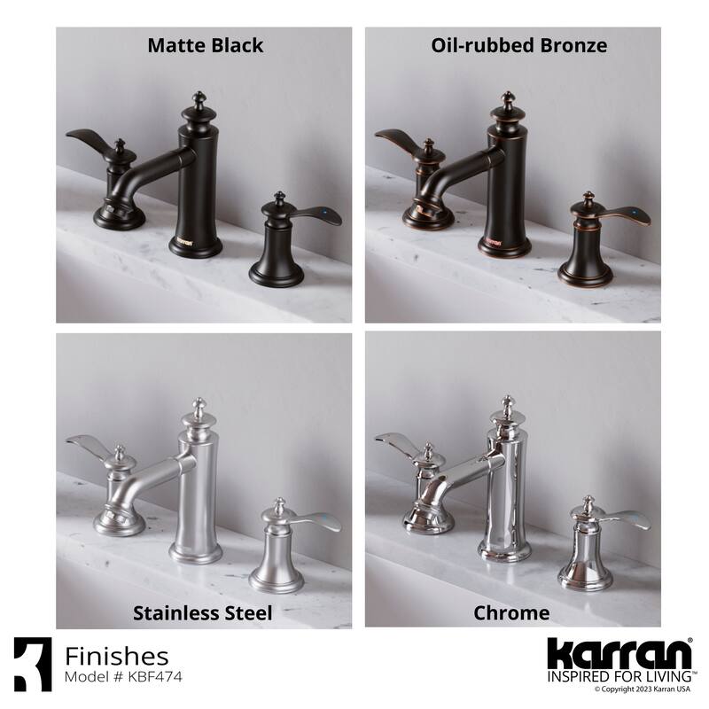 Karran Vineyard KBF474 2-Handle Three Hole Widespread Bathroom Faucet with Matching Pop-up Drain