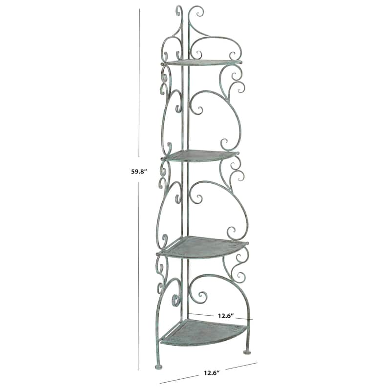 SAFAVIEH Outdoor Cielo 60" 4-Tier Corner Shelf - 13" W x 13" D x 60" H - 13Wx13Dx60H