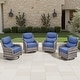 preview thumbnail 73 of 189, Pocassy Outdoor Wicker Sofa with Swivel Chair Fire Pit Table Furniture Set. Gray Wicker & Blue Cushion - 4 Pieces Swivel Chair with 6-In Cushion
