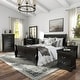 preview thumbnail 18 of 32, Furniture of America Devi Traditional Solid Wood 6-Piece Sleigh Bedroom Set Black - Queen