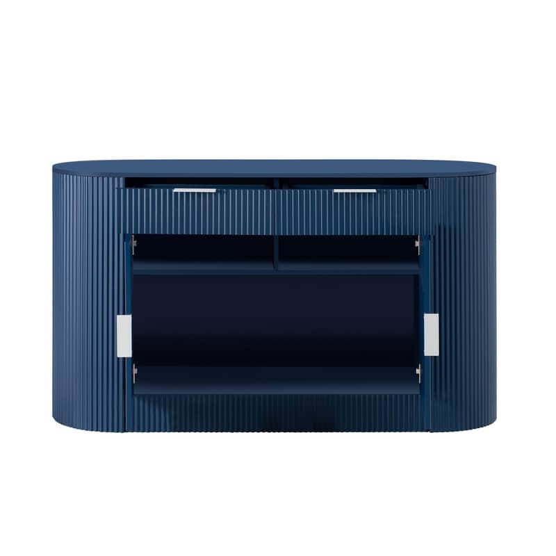 Modern 55.1" Sideboard Buffet Cabinet with 2 Curved Side Door and 2 Drawers for Living Room and Dining Area